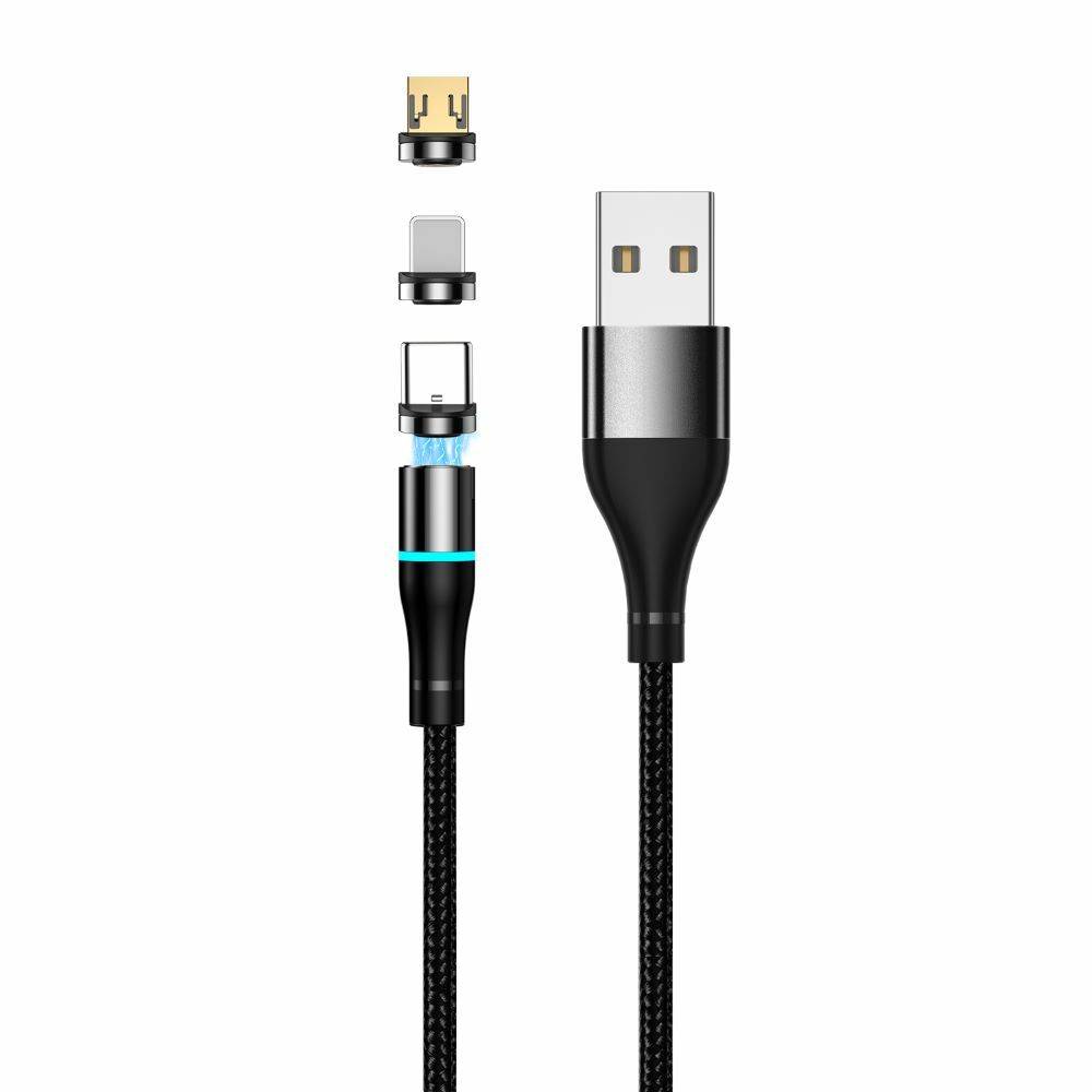 Setty Kabel Magnetyczny Usb M A Nylon Czarny Kable Lightning