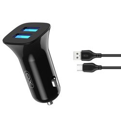 XO ładowarka samochodowa TZ10 2x USB 2,4A czarna + kabel micro USB