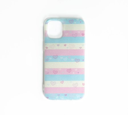 Etui iPhone 12 Mini Paski Róż-niebieski-żółty