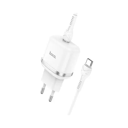HOCO ładowarka sieciowa Typ C PD 20W Fast Charge Victorious z kablem Typ C N24 biała