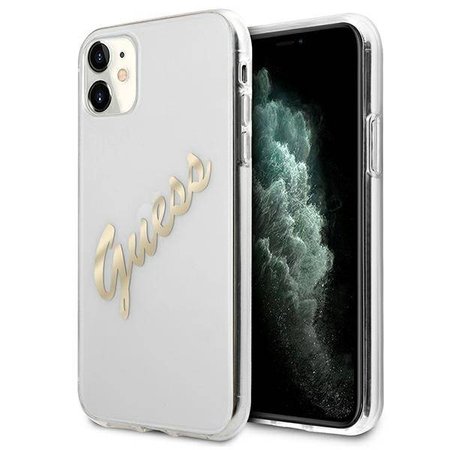 ORYGINALNE ETUI GUESS VINTAGE SCRIPT GOLD GUHCN61KTRSVGO DO IPHONE 11 PRZEZROCZYSTY