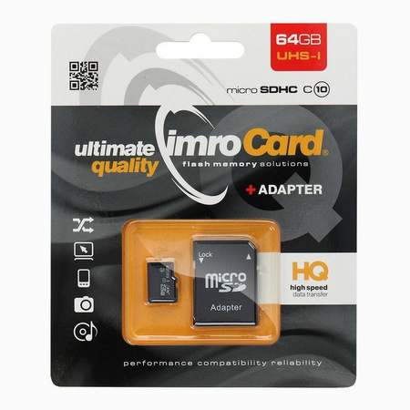 Karta Pamięci IMRO microSD 64GB z adapterem SD - KLASA 10 UHS