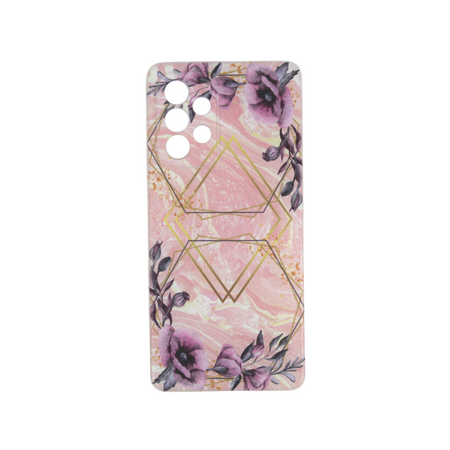 Etui Samsung A53 Marmur + Trójkąty + Kwiaty róż