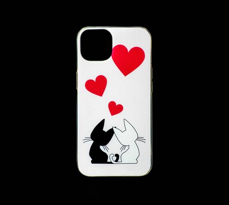 Etui iPhone 13 6.1" Kotki jasny róż tło