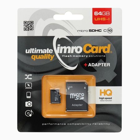 Karta Pamięci IMRO microSD 64GB z adapterem SD - KLASA 10 UHS