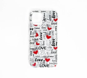 Etui iPhone 13 Pro Max Love Napisy Transparentny