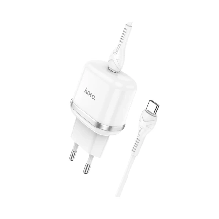 HOCO ładowarka sieciowa Typ C PD 20W Fast Charge Victorious z kablem Typ C N24 biała