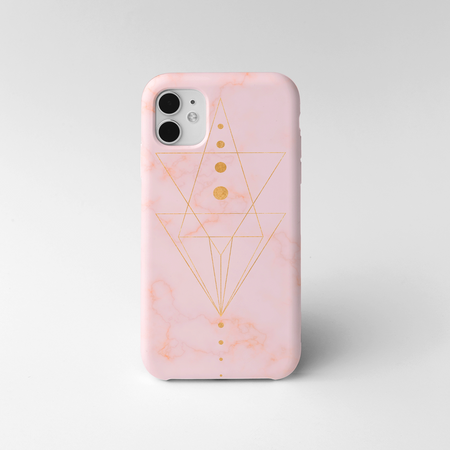 Etui iPhone 14 Pro Marble Triangle różowe