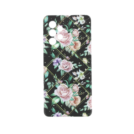 Etui Samsung A53 Kwiaty + Trójkąty czarne tło