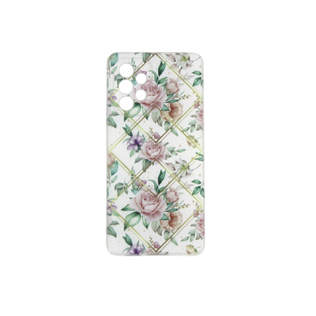 Etui Samsung Galaxy S21 Kwiaty + Trójkąty białe tło