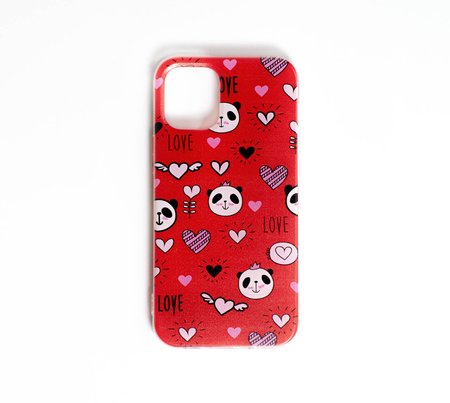 Etui iPhone 11 Love Panda Czerwone tło