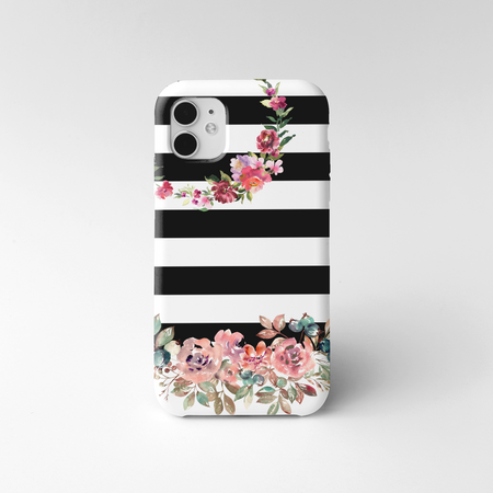 Etui iPhone 14 Plus Paski + Kwiaty