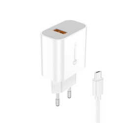  Foneng Ładowarka sieciowa EU46 - USB - 18W 3A z kablem USB na Micro USB biała