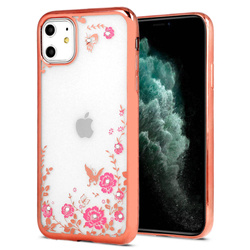 BACK CASE DIAMOND FLOWER DO IPHONE XR ZŁOTY RÓŻ