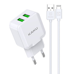 KAKU Ładowarka sieciowa KSC-414 Qiyuan - 2xUSB - 10W 2,4A z kablem USB na Lightning biała