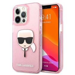 Oryginalne Etui Karl Lagerfeld Glitter Karl`s Head Hardcase Klhcp13lkhtuglp Do Iphone 13/13 Pro Różowy