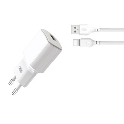 XO ładowarka sieciowa L73 1x USB 2,4A biała + kabel USB-C