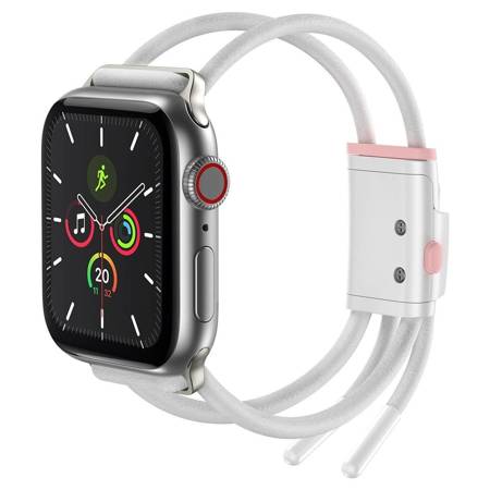 Baseus Regulowany pasek sportowy Let`s Go do Apple Watch 3/4/5/6/SE 38/40mm (LBAPWA4-A24) Biało-różowy