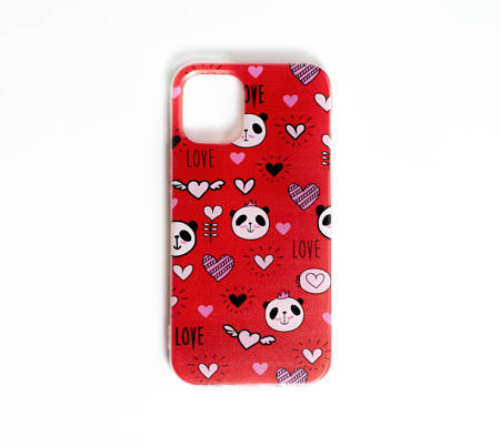 Etui iPhone 12 Mini Love Panda Czerwone tło