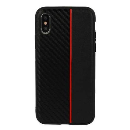 MOTO CARBON Case Samsung Galaxy J6 Plus Czarny z czerwonym paskiem